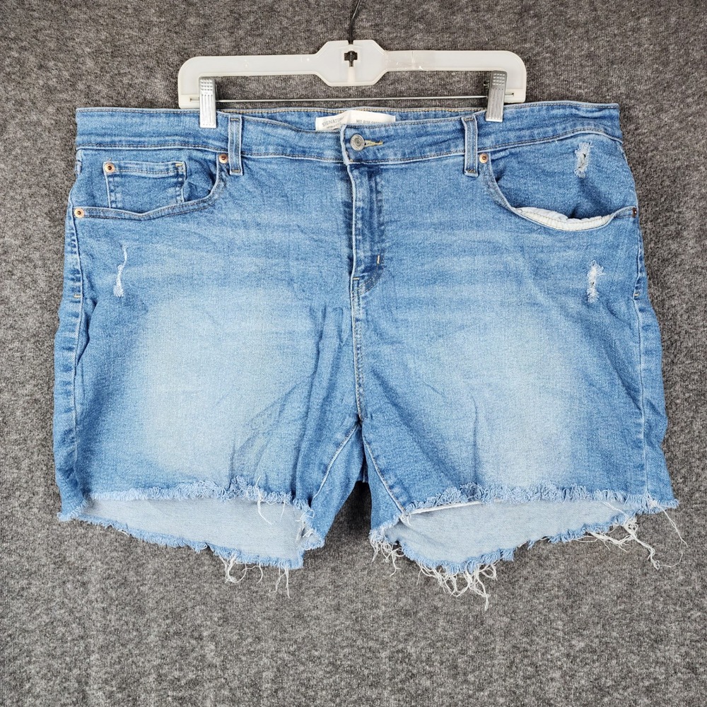 Signature by Levi Strauss Denim Shorts Womens 22 Blue Mid Rise Cutoff Distressed